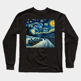 Bobsleigh Starry Night - Winter Sports Long Sleeve T-Shirt